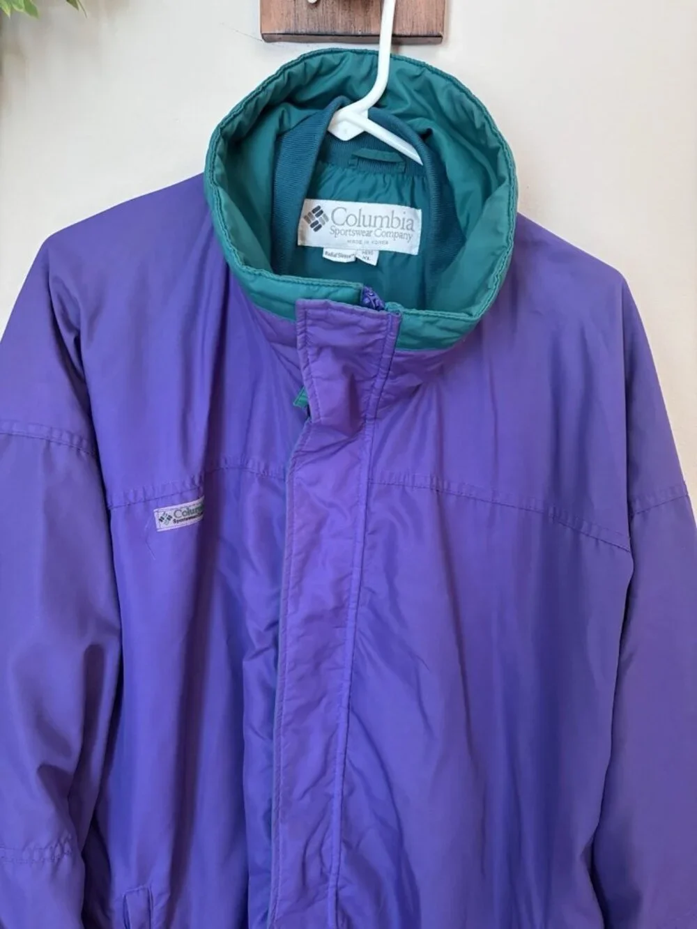 Vtg Columbia Mens XL Bugaboo Outer Shell Nylon Radial Sleeve Purple Green Black